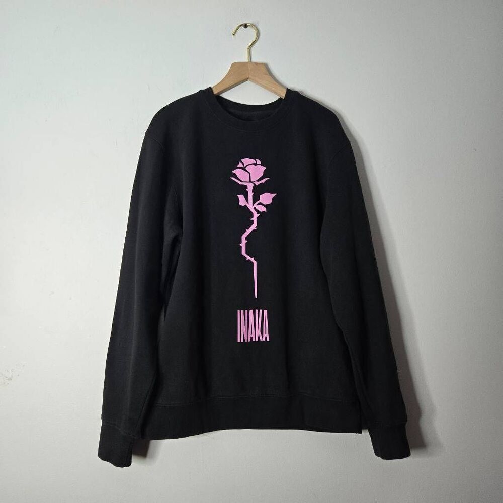 Inaka Power Sweatshirt Size Medium Black Pink Rose